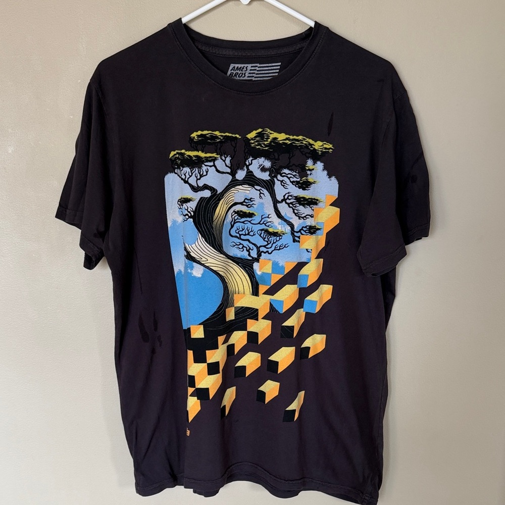 Ames Bros Black Graphic Tee with Tree Design